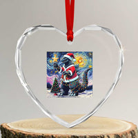 Funny Xmas Santa Godzilla Japanese Monster Starry Night Heart Crystal Glass Ornament - Wonder Print Shop