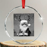 Funny Xmas Santa Grumpy Cat Crystal Glass Ornament TS11