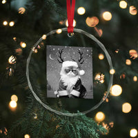 Funny Xmas Santa Grumpy Cat Crystal Glass Ornament TS11