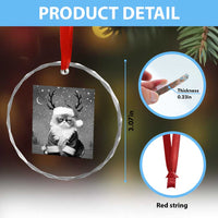 Funny Xmas Santa Grumpy Cat Crystal Glass Ornament TS11
