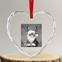 Funny Xmas Santa Grumpy Cat Heart Crystal Glass Ornament - Wonder Print Shop