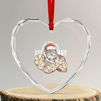 Funny Xmas Santa Heart Crystal Glass Ornament Merry Rizzmas Sigmas Charisma Rizz Santa - Wonder Print Shop