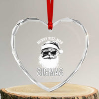 Funny Xmas Santa Heart Crystal Glass Ornament Merry Rizzmas Sigmas Charisma Rizz Santa Claus - Wonder Print Shop