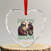 Funny Xmas Santa Heart Crystal Glass Ornament Rizz The Season Cool Santa - Wonder Print Shop