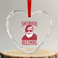 Funny Xmas Santa Heart Crystal Glass Ornament Skibidi Rizzmas Vintage Charisma Rizz Santa Claus - Wonder Print Shop