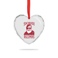 Funny Xmas Santa Heart Crystal Glass Ornament Skibidi Rizzmas Vintage Charisma Rizz Santa Claus - Wonder Print Shop