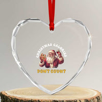Funny Xmas Santa Heart Crystal Glass Ornament Xmas Calories Don't Count Pizza Wine - Wonder Print Shop