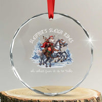 Funny Xmas Santa Viking Crystal Glass Ornament Sleipnir's Sleigh Rides Oh What Fun It Is To Ride TS11
