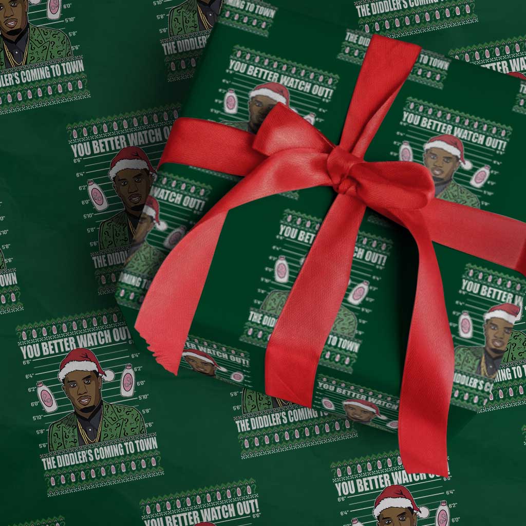 Funny Xmas Sarcastic Diddy Wrapping Paper Roll You Better Watch Out The Diddler Coming To Town