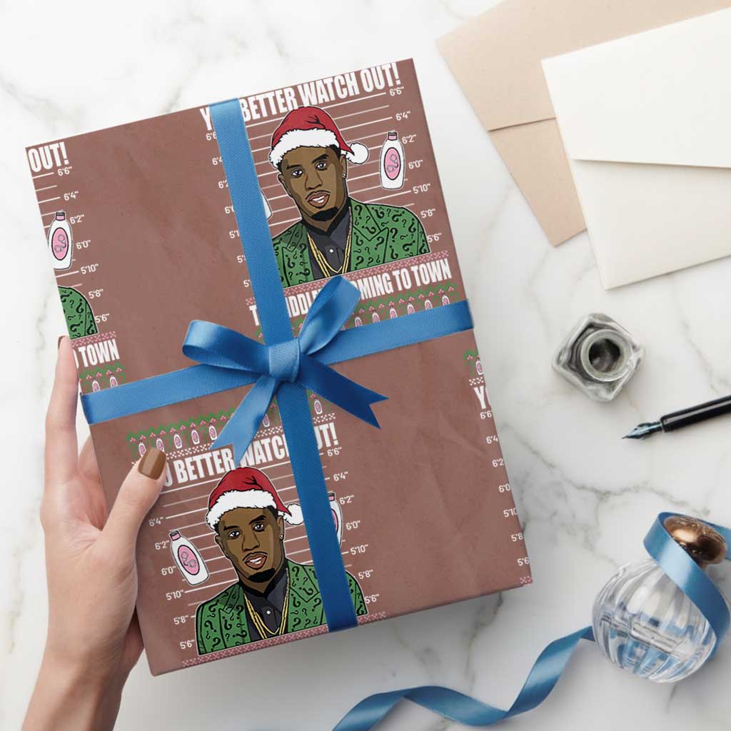 Funny Xmas Sarcastic Diddy Wrapping Paper Roll You Better Watch Out The Diddler Coming To Town