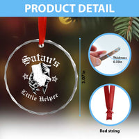 Funny Xmas Satan's Little Helper Crystal Glass Ornament TS09