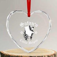 Funny Xmas Satan's Little Helper Heart Crystal Glass Ornament - Wonder Print Shop