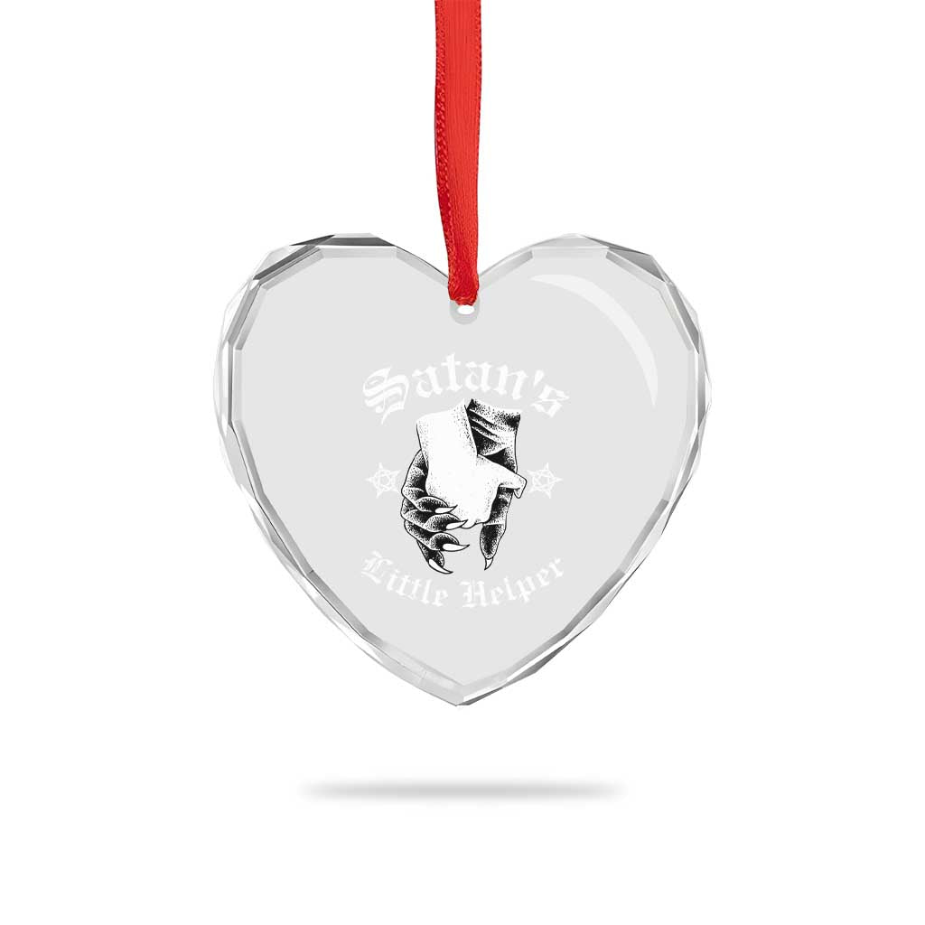 Funny Xmas Satan's Little Helper Heart Crystal Glass Ornament - Wonder Print Shop