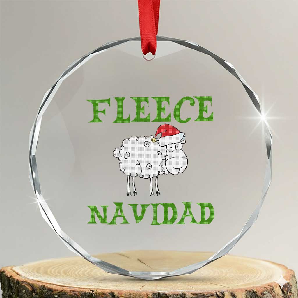 Funny Xmas Sheep Crystal Glass Ornament Fleece Navidad Feliz Festive Xmas - Wonder Print Shop