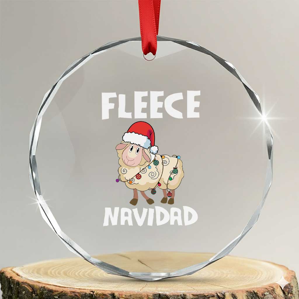 Funny Xmas Sheep Crystal Glass Ornament Fleece Navidad Feliz Spanish Merry Xmas TS02
