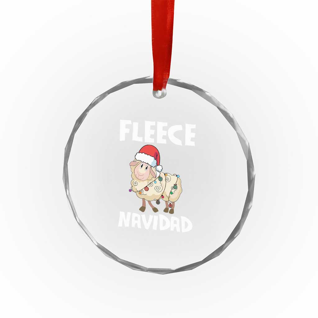 Funny Xmas Sheep Crystal Glass Ornament Fleece Navidad Feliz Spanish Merry Xmas TS02