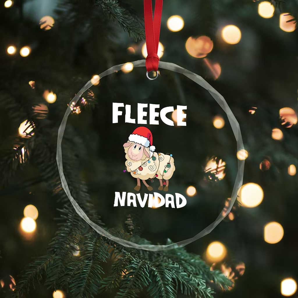 Funny Xmas Sheep Crystal Glass Ornament Fleece Navidad Feliz Spanish Merry Xmas TS02