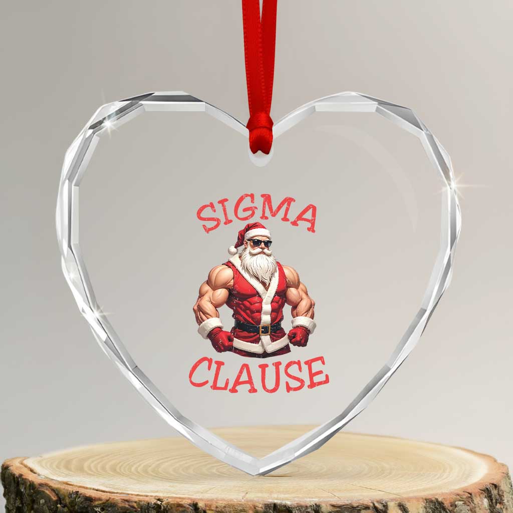 Funny Xmas Sigma Claus Heart Crystal Glass Ornament - Wonder Print Shop