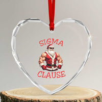 Funny Xmas Sigma Claus Heart Crystal Glass Ornament - Wonder Print Shop