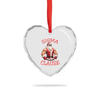 Funny Xmas Sigma Claus Heart Crystal Glass Ornament - Wonder Print Shop