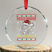 Funny Xmas Skeleton Crystal Glass Ornament Dead Inside But Jolly AF Santa Hat TS11