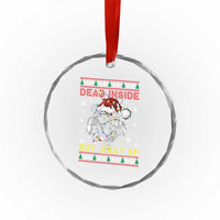 Funny Xmas Skeleton Crystal Glass Ornament Dead Inside But Jolly AF Santa Hat TS11