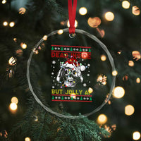 Funny Xmas Skeleton Crystal Glass Ornament Dead Inside But Jolly AF Santa Hat TS11