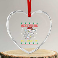 Funny Xmas Skeleton Heart Crystal Glass Ornament Dead Inside But Jolly AF Santa Hat - Wonder Print Shop