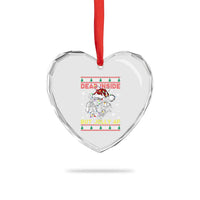 Funny Xmas Skeleton Heart Crystal Glass Ornament Dead Inside But Jolly AF Santa Hat - Wonder Print Shop
