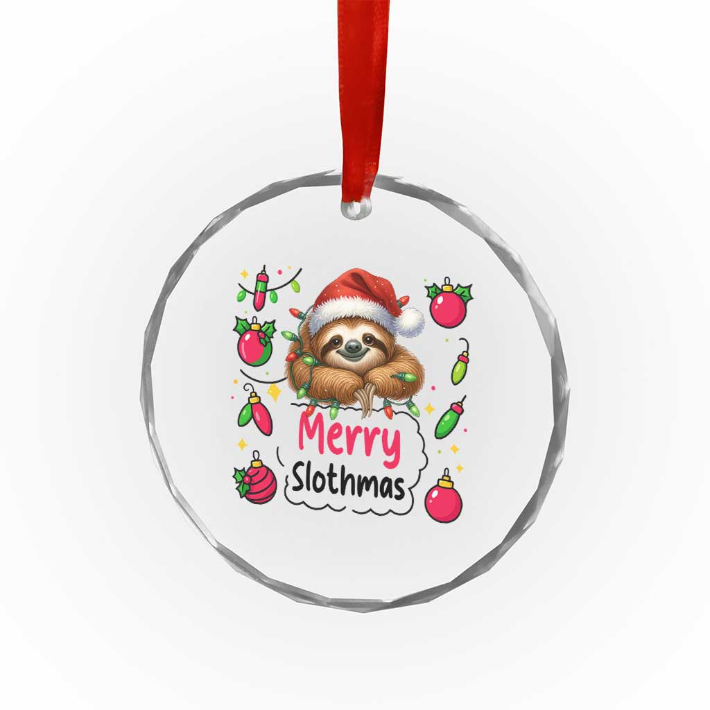 Funny Xmas Sloth Crystal Glass Ornament Merry Slothmas TS12