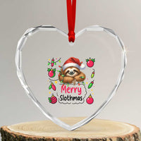 Funny Xmas Sloth Heart Crystal Glass Ornament Merry Slothmas - Wonder Print Shop
