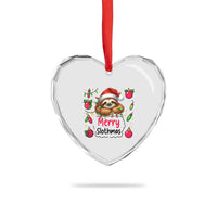 Funny Xmas Sloth Heart Crystal Glass Ornament Merry Slothmas - Wonder Print Shop