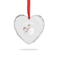 Funny Xmas Snowman Heart Crystal Glass Ornament I Am Sexy And I Snow It - Wonder Print Shop