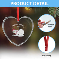 Funny Xmas Snowman Heart Crystal Glass Ornament I Am Sexy And I Snow It - Wonder Print Shop