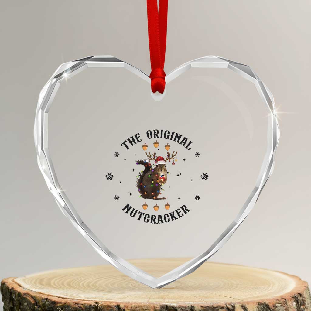 Funny Xmas Squirrel Heart Crystal Glass Ornament The Original Nutcracker Snowflake Santa Hat - Wonder Print Shop