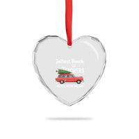 Funny Xmas Teacher Heart Crystal Glass Ornament Jolliest Bunch Of Teachers This Side Of The Hallway Xmas PJ Gift - Wonder Print Shop