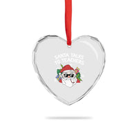 Funny Xmas Teacher Heart Crystal Glass Ornament Santa Talks To Teachers - Wonder Print Shop