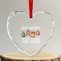 Funny Xmas Tech Support Heart Crystal Glass Ornament Here To Delete Cookies Festive Xmas - Wonder Print Shop