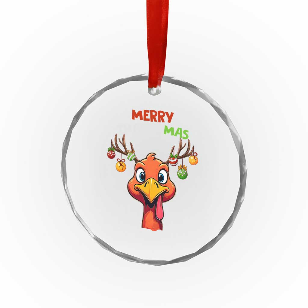 Funny Xmas Thanksgiving Crystal Glass Ornament Merry Thanksmas Turkey Reindeer Antler Baubles TS11