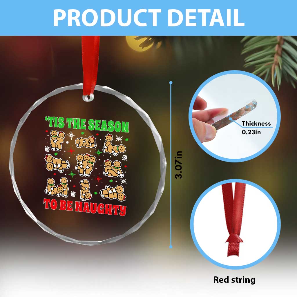 Funny Xmas Tis The Season To Be Naughty Crystal Glass Ornament Xmas Adult Humor Gingerbread - Wonder Print Shop
