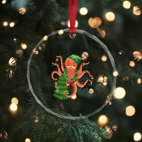 Funny Xmas Tree Octopus Tis The Season Crystal Glass Ornament TS09