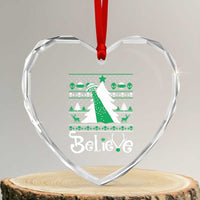 Funny Xmas UFO Believe Heart Crystal Glass Ornament - Wonder Print Shop
