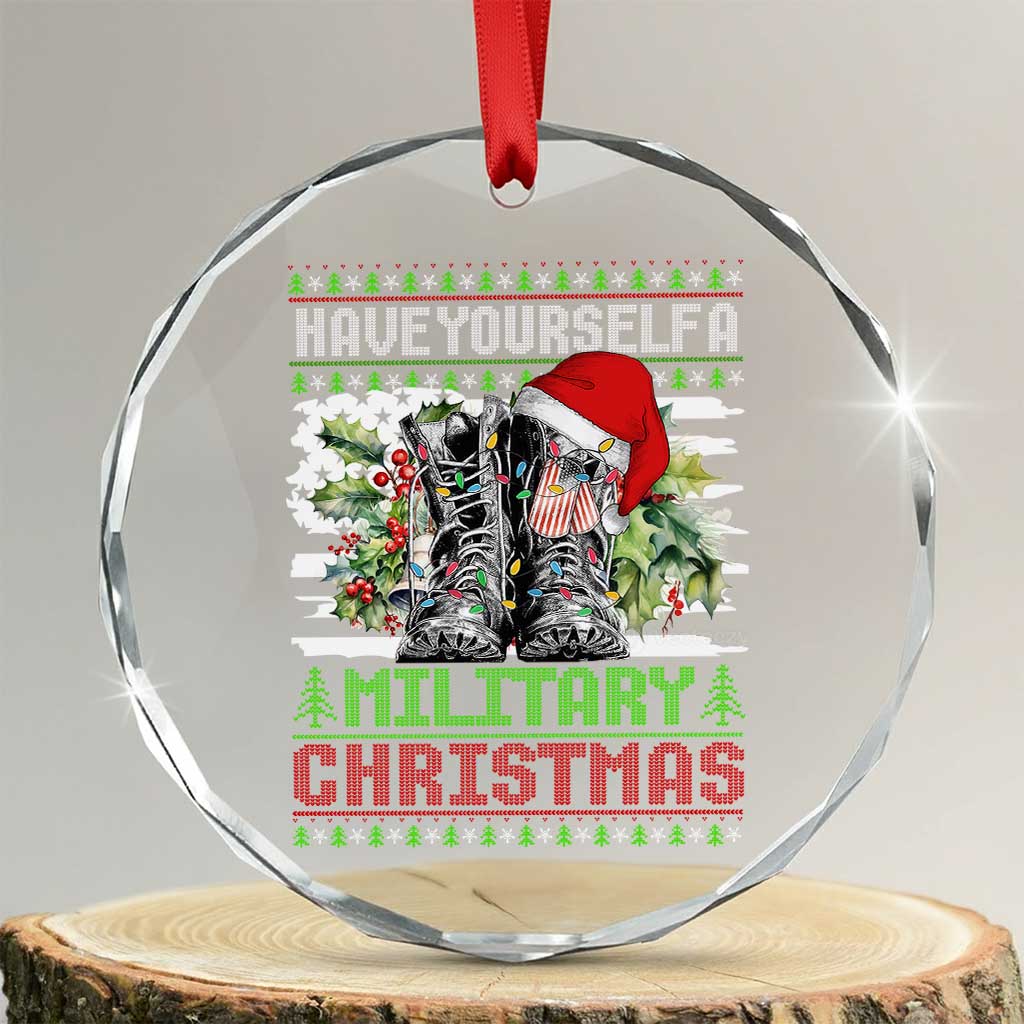 Funny Xmas Veteran Crystal Glass Ornament Have Yourself A Military Christmas TS09