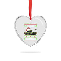 Funny Xmas Veteran Heart Crystal Glass Ornament Merry Tankmas Tank Military Army - Wonder Print Shop