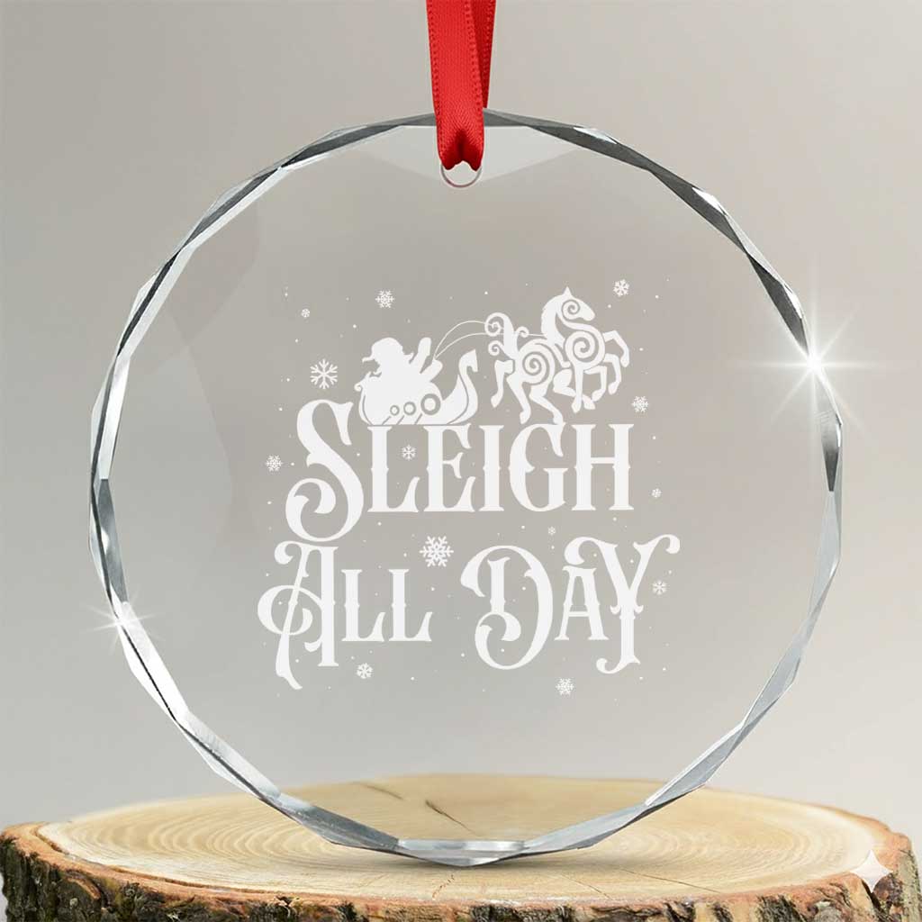 Funny Xmas Viking Crystal Glass Ornament Sleigh All Day Sleipnir Longship Santa - Wonder Print Shop