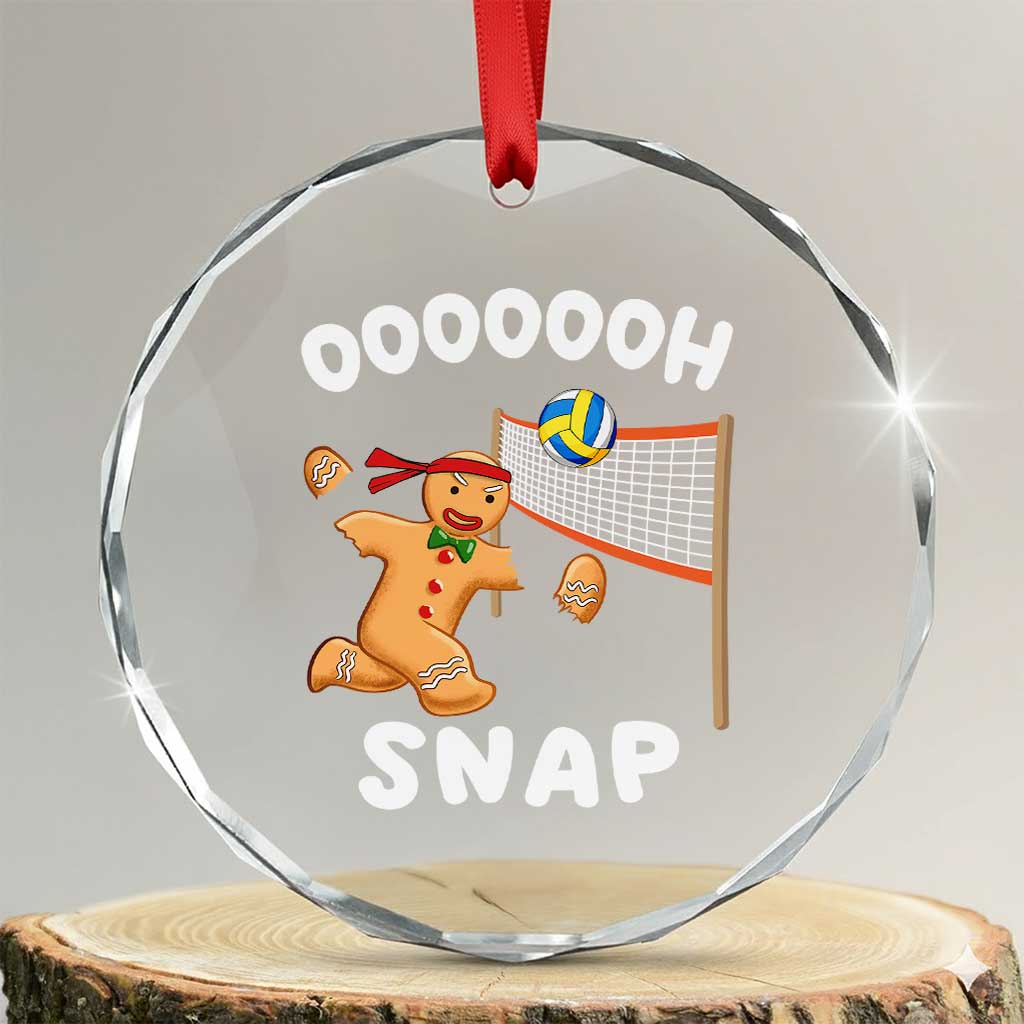 Funny Xmas Volleyball Crystal Glass Ornament Oh Snap Gingerbread Volleyball Player TS09
