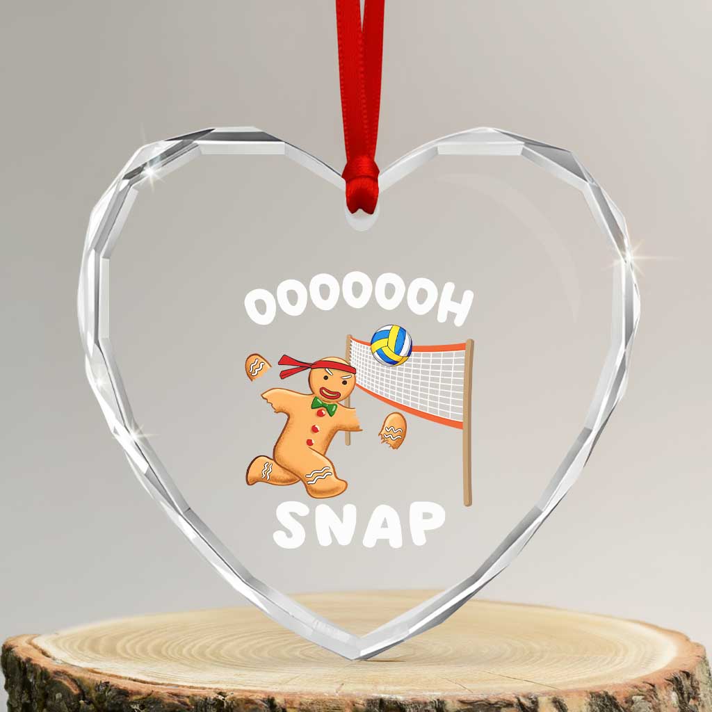 Funny Xmas Volleyball Heart Crystal Glass Ornament Oh Snap Gingerbread Volleyball Player - Wonder Print Shop