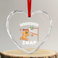 Funny Xmas Volleyball Heart Crystal Glass Ornament Oh Snap Gingerbread Volleyball Player - Wonder Print Shop