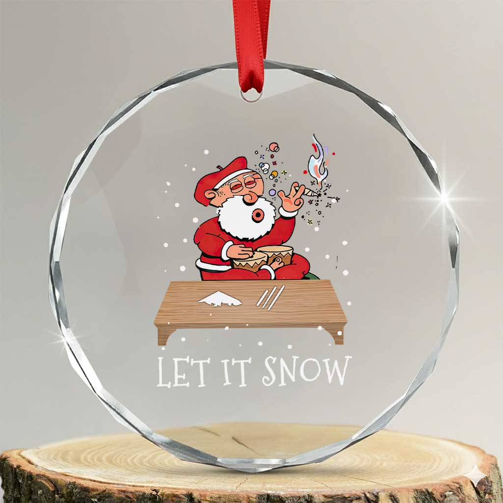 Funny Xmas Weed 420 Crystal Glass Ornament Cocaine Let It Snow Naughty Santa Snorting TS09