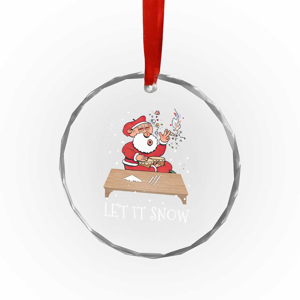 Funny Xmas Weed 420 Crystal Glass Ornament Cocaine Let It Snow Naughty Santa Snorting TS09